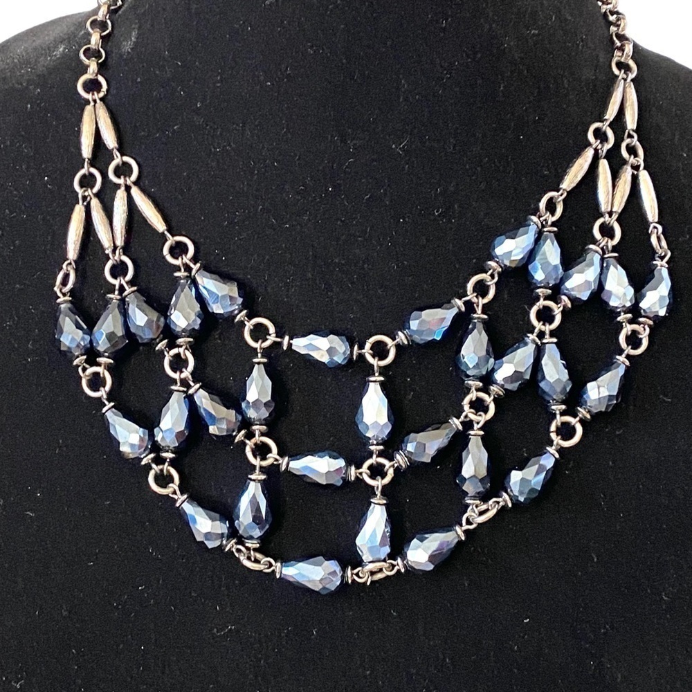 Necklace Apron Style with Glass Beads 17”+3”